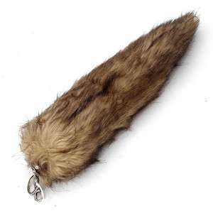 New Fox Fur LONG Tail Tassel Keychain Purse Ring BROWN  
