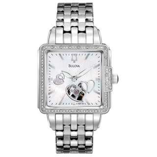 Bulova Diamond Stainless Steel Strap Analog Quartz Womens Wrist Watch 