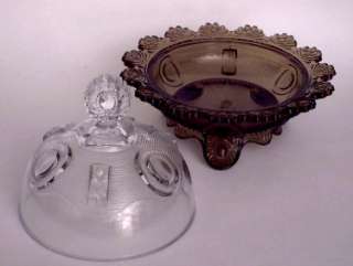Butter Dish & Dome Lid Imperial Glass Crystal & Amber  