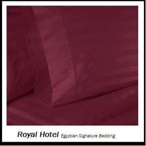 Royal Hotels Striped Burgundy 1200 Thread Count 4pc Olympic Queen Bed 
