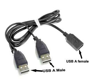 USB 2.0 A Female to Dual USB A Male Power Y Cable  