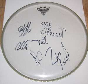 CAGE THE ELEPHANT HAND SIGNED REMO DRUMHEAD RARE 1/1  