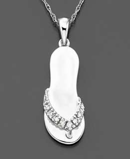 Diamond Necklace, 14k White Gold Diamond Accent Flip Flop Diamond 
