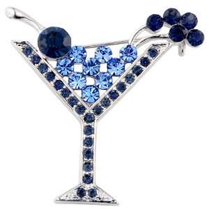    Martini Glass Pins Austrian Crystal Blue Brooches and pins Jewelry