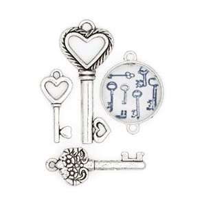  Blue Moon Trinket Shoppe Metal Charms 4/Pkg Keys Silver; 3 