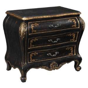  3 Drawer Bombe Chest in Aged Black Crackle Furniture 