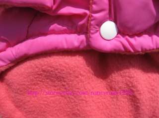 Sweet Warm Winter Pet Dog Cat Coat Dress Clothes Apparel Snowsuit Pink 