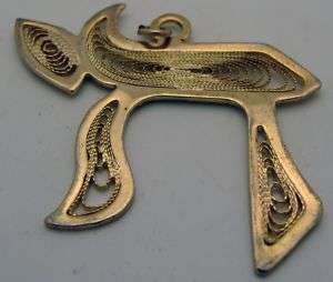 Gold Plated & Filigree Chai Charm / Pendant  