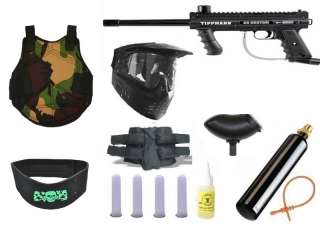   98 Custom Ultra Basic Paintball Gun 4+1 9oz Protector MEGA Set Black