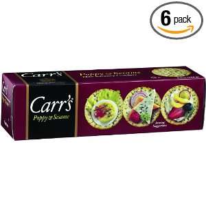 Carrs Poppy & Sesame Crackers, 6.5 Ounce Boxes (Pack of 6)