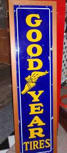 Vintage Goodyear Tires sign with Flying Shoe Logo  