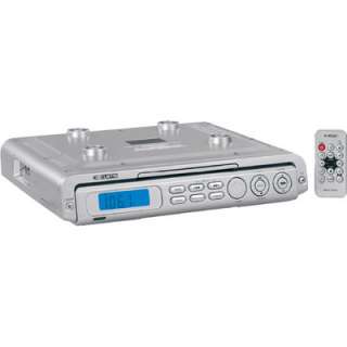 This under the counter clock radio features a CD player with a 