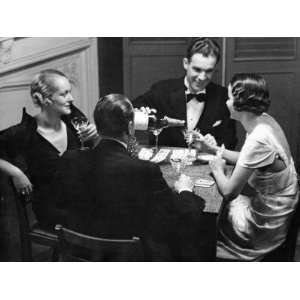  Two Couples at Card Table With Champagne Photographic 