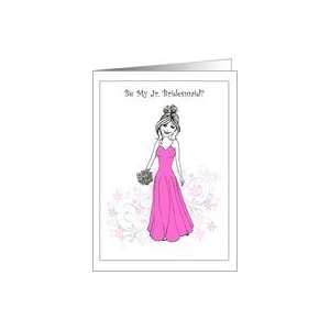 Pink Dress Bridesmaid Invitations Paper Greeting Cards Card