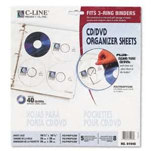  C LINE Two Sided CD/DVD Refill Pages For Ring Binder Kit 5 