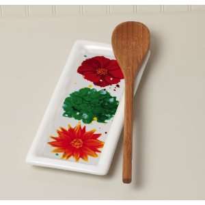 Floral Splash Ceramic Spoon Rest 