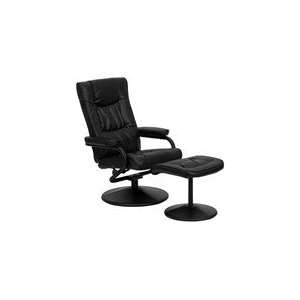  Eco Friendly Overstuffed Black Leather Recliner and 