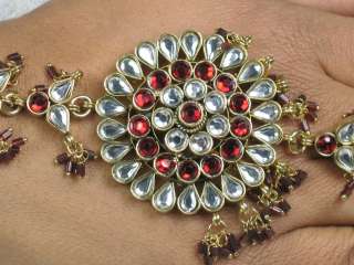   Indian Costume Jewelry Jewellery Slave Bracelet Pair Maroon  