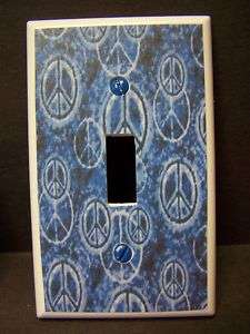 PEACE SIGN DENIM FADE LIGHT SWITCH COVER PLATE  