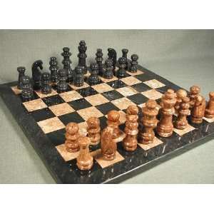  Black and Tan Marble Chess Set 
