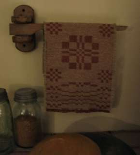 Primitive Wood Crane with Woven Coverlet Fabric  