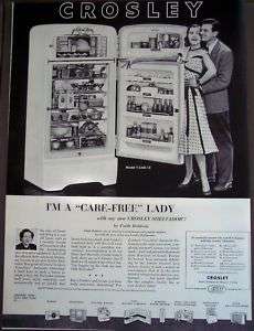 1952 Crosley Refrigerator Faith Baldwin vintage ad  