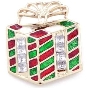    Christmas Gift Box Austrian Crystal Holiday Pin Brooch Jewelry
