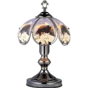   Eagle and Wolf Theme Black Chrome Base Touch Lamp