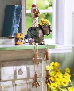 COUNTRY ROOSTER KITCHEN DECOR CUTE SHELF SITTING CHICKEN NEW  
