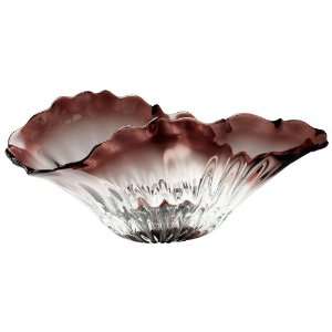   Organic Sculpted Clear Red Glass Decorative Bowl