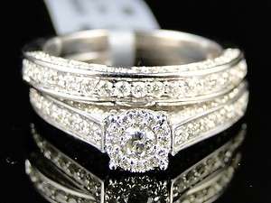   WHITE GOLD DIAMOND ROUND CUT ENGAGEMENT WEDDING RING BAND BRIDAL SET
