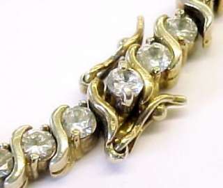 CZ Gold Plated Sterling Silver Tennis Link Bracelet 7  