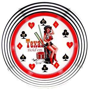  Texas Holdem LED Wall Clock Red