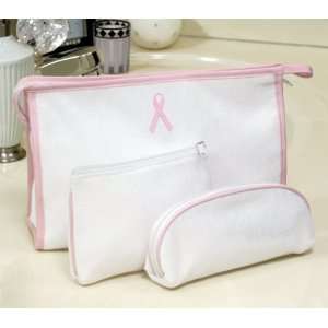  Breast Cancer 3pc Terry Cloth Cosmetic Bags Beauty