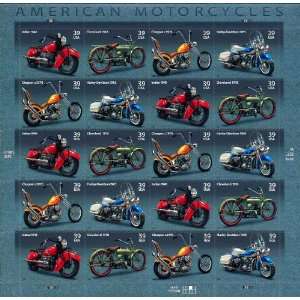    American Motorcycles Collectible Stamp Sheet 