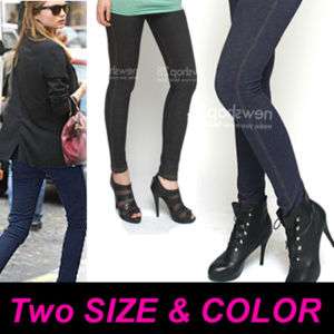US/ Denim LEGGINGS Pants/ Blue,Black/ TWOSIZE XS M,L XL  