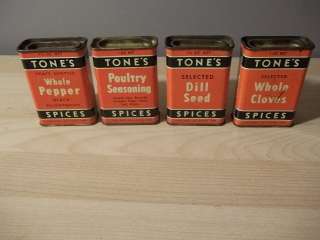   TONES SPICE TIN CANS CLOVES PEPPER POULTRY SEASONING DILL SEED  