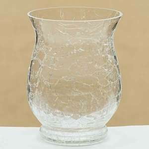  Crackle Glass Flared Pillar Candle Holder Vase