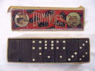 Full box antique dominoes   Circus tiger   Painted Wood  