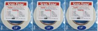   Scor Tape THREE Roll Lot 1/4 x 27 yards Double sided Tape  