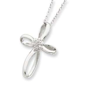  Sterling Silver Cross Diamond Necklace Jewelry