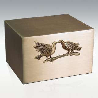   Bronze Cube Companion Cremation Urn with Facing Doves   