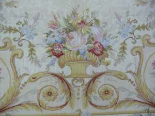 x9 Urn Flowers Roses Floral French Aubusson Design Wool Needlepoint 