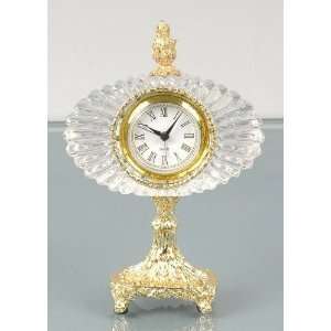  Brass Desk Clock Set in a 24% Lead Italian Crystal Hand 