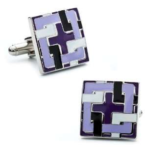  Purple Locked Squares Cufflinks Cuff Links Jewelry