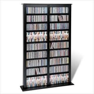   Double Width Barrister CD DVD Media Storage Tower in Black [4910