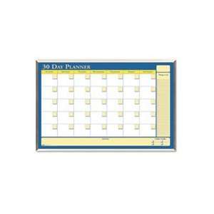  30 Day Wall Planner, Laminated, 40 x 26, Blue/White/Yellow 