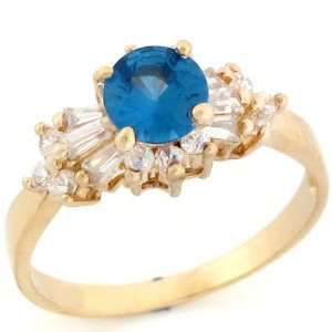  10k Gold Synthetic Blue Zircon December Birthstone Ring Jewelry
