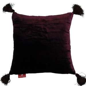   Decorative Throw Pillow   18 x 18 x 6, Velvet   Dark Wine Red Home