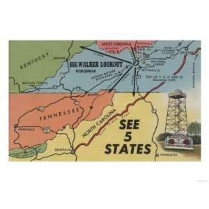 Big Walker Lookout, Virginia   Detailed Map of 5 States 